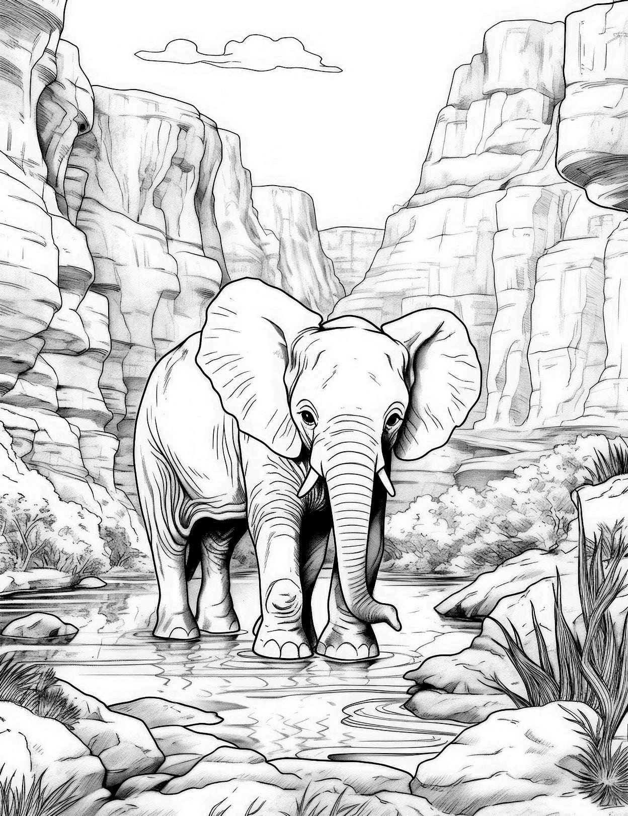 Majestic elephant coloring pages for adults and kids