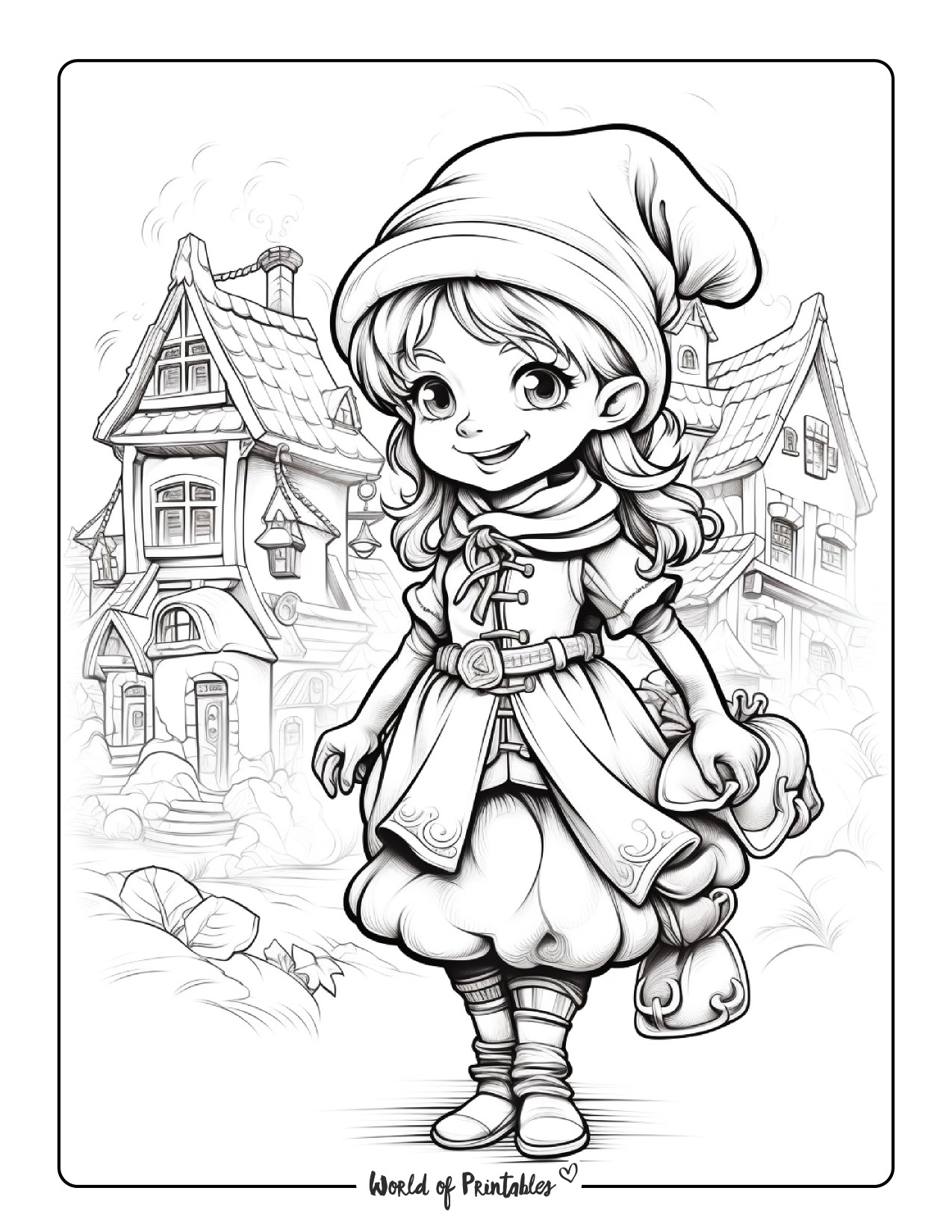 Elf coloring pages for kids adults