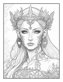 Elven queen coloring book for adults elven queen spiritual coloring pages vol