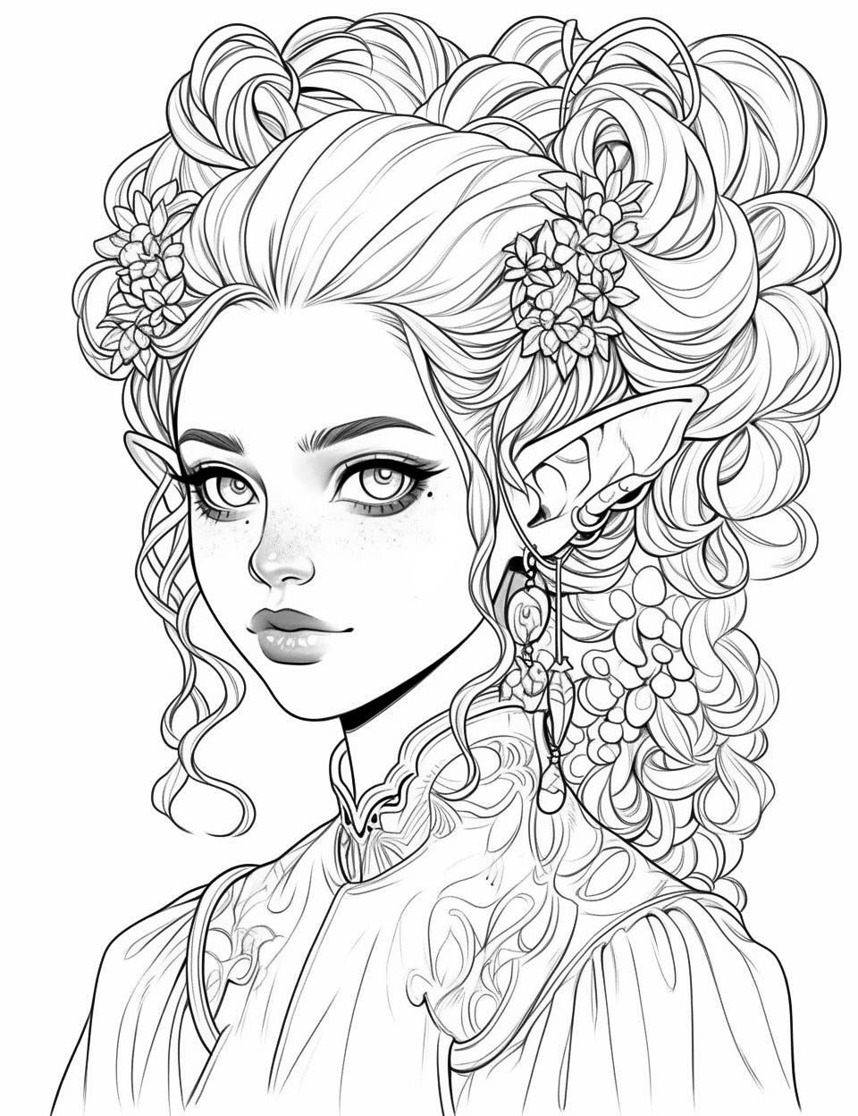 Stunning elf coloring pages for kids and adults