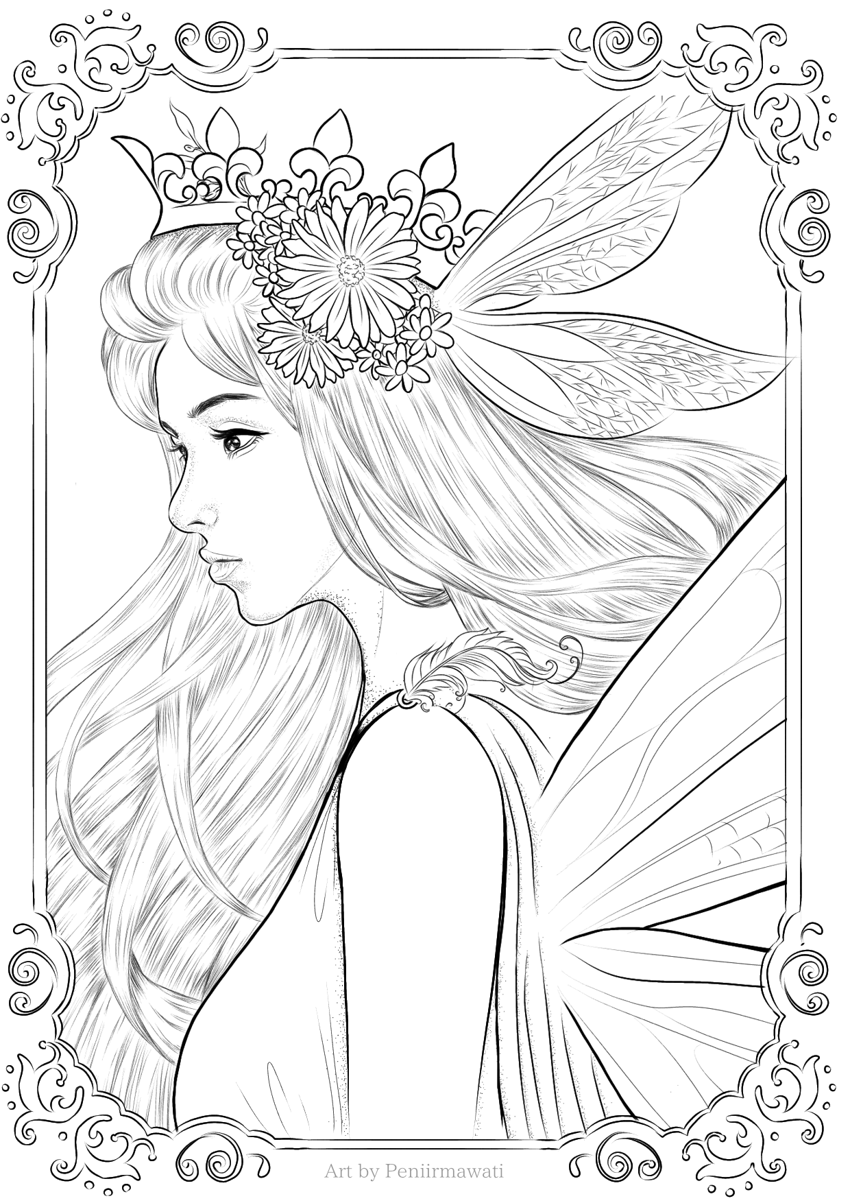 Fairybypeni coloring page freebie lineart by peniirarts on