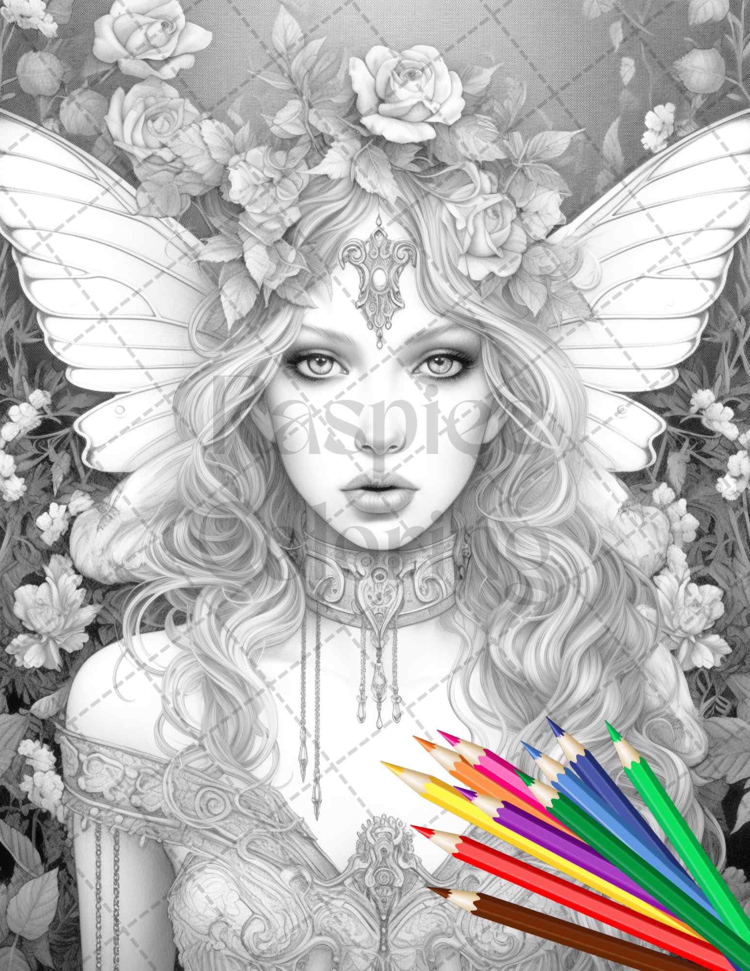 Beautiful dark fairy grayscale coloring pages printable for adults pd â coloring