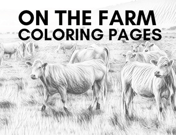 Farm coloring pages in grayscale x full page realistic