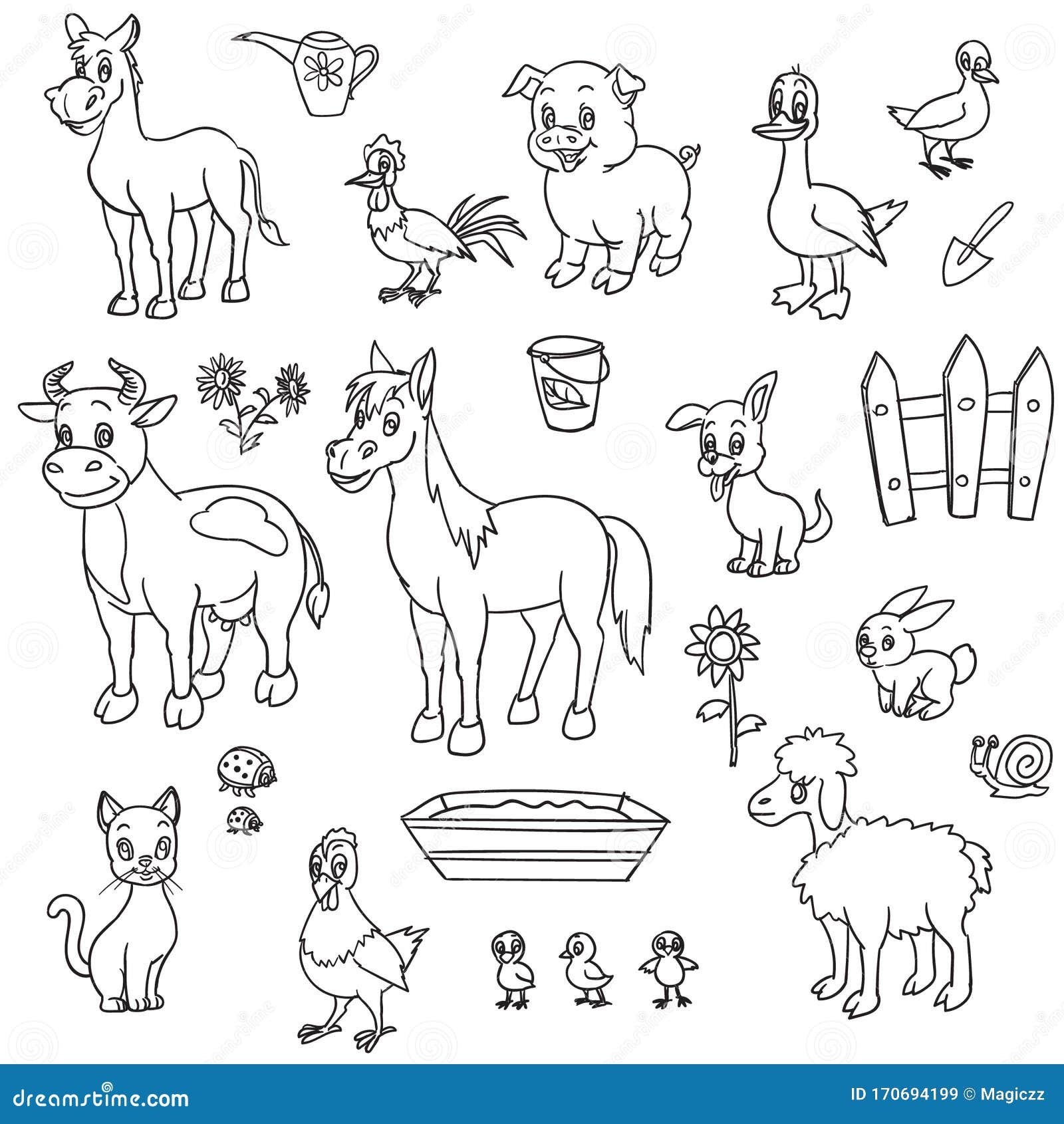 Farm animals for coloring book stock vector