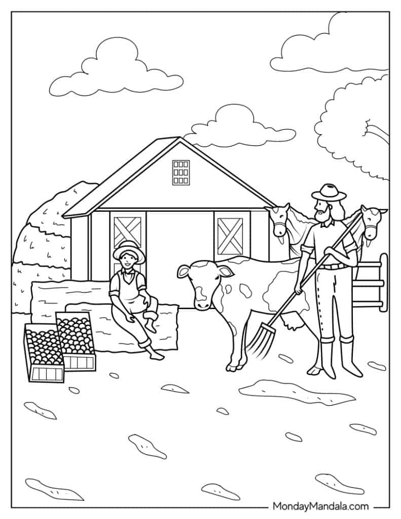 Farm coloring pages free pdf printables