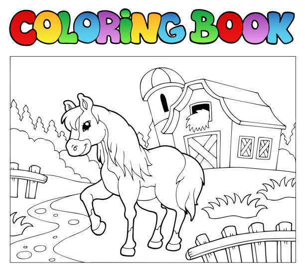 Farm coloring pages stock photos pictures royalty