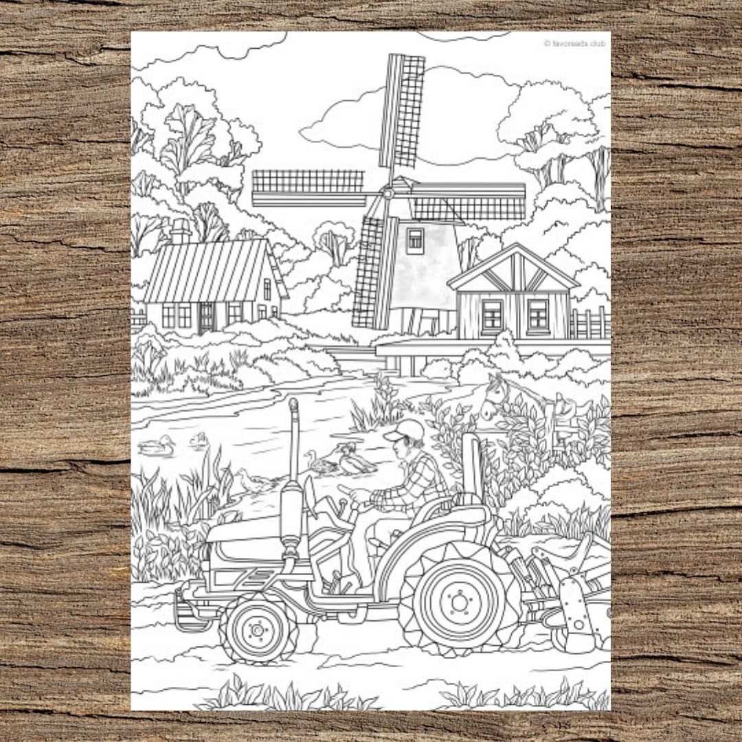 Farm life printable adult coloring page from favoreads coloring book pages for adults and kids coloring sheets coloring designs download now