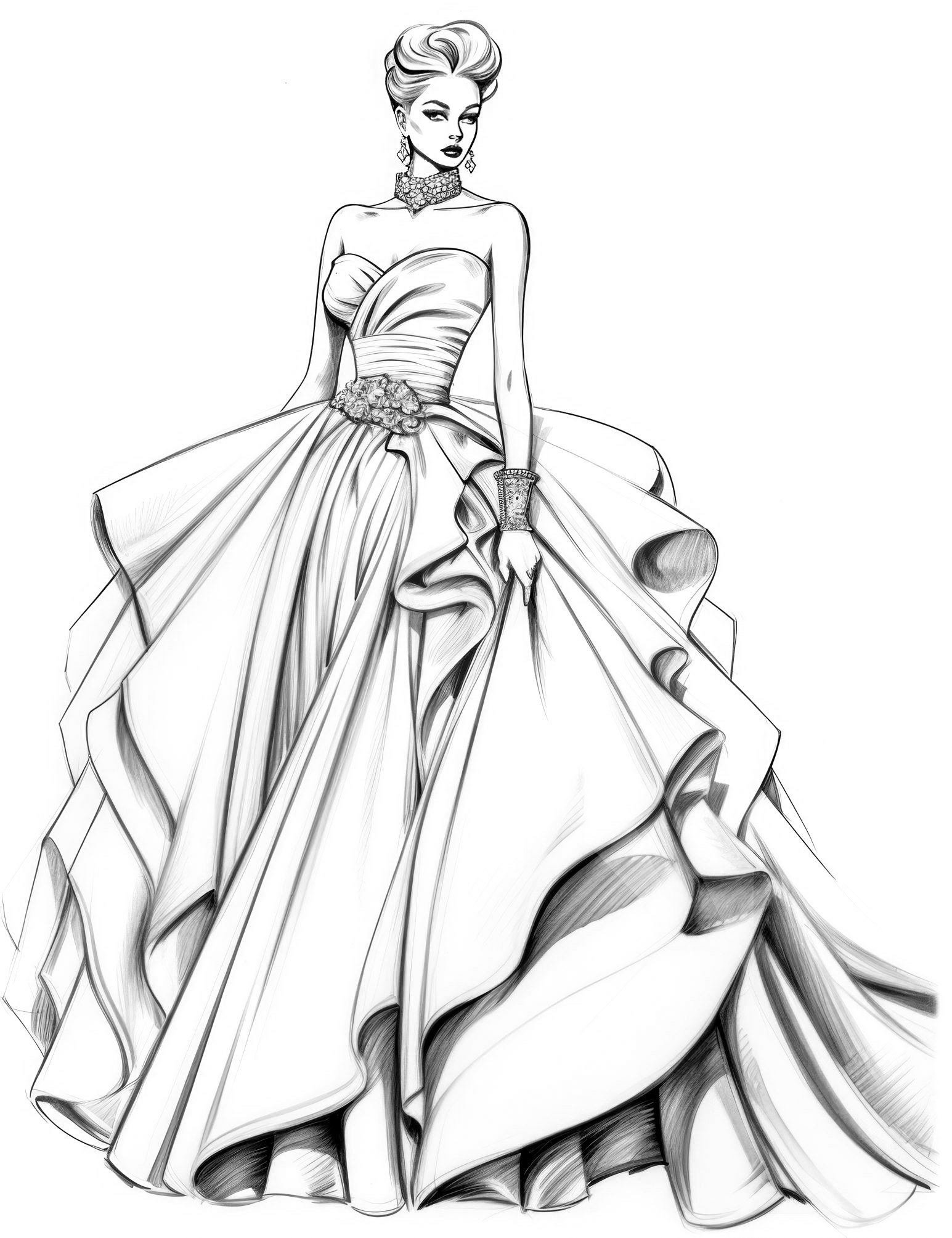 Stunning dress coloring pages for kids and adults