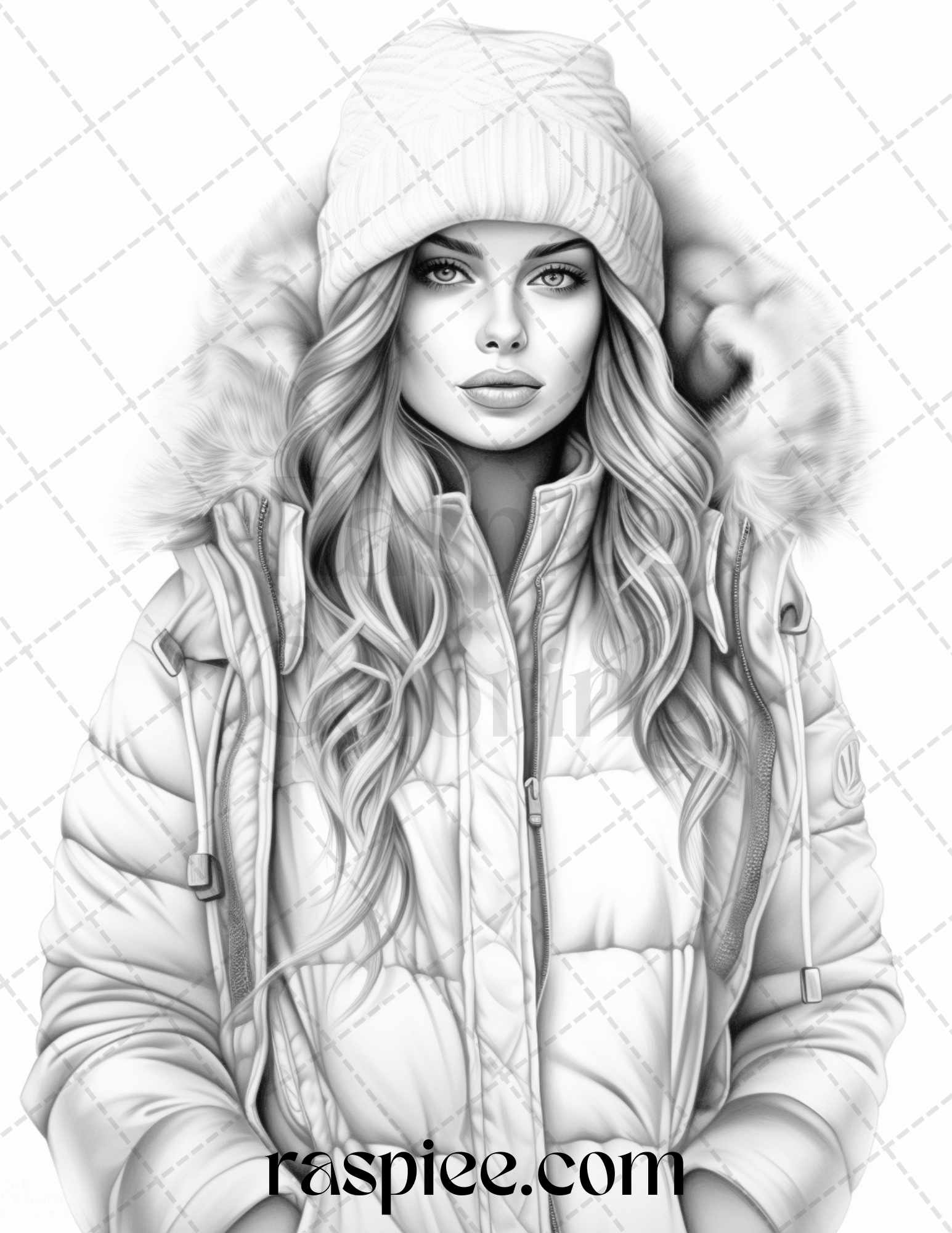 Winter fashion grayscale coloring pages printable for adults pdf f â coloring