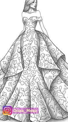 Adult coloring page fashion and clothes colouring sheet model grayscale pdf printable girls relaxing zentangle line art