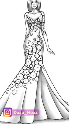 Adult coloring page fashion and clothes colouring sheet model grayscale pdf printable girls relaxing zentangle line art