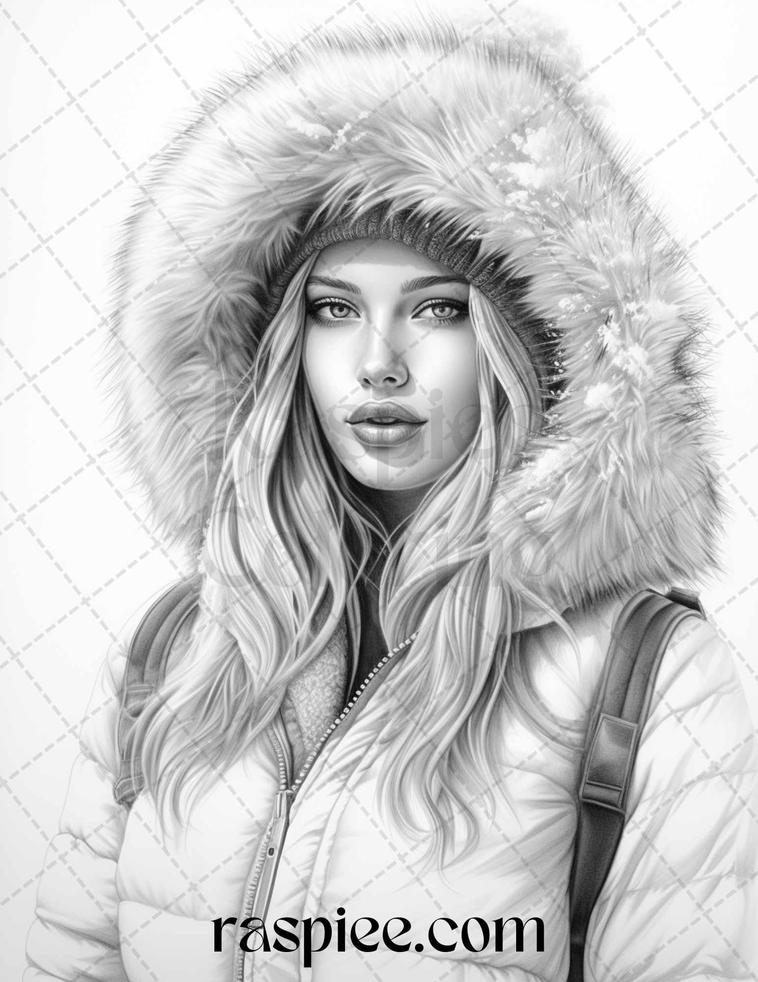 Winter fashion grayscale coloring pages printable for adults pdf f â coloring