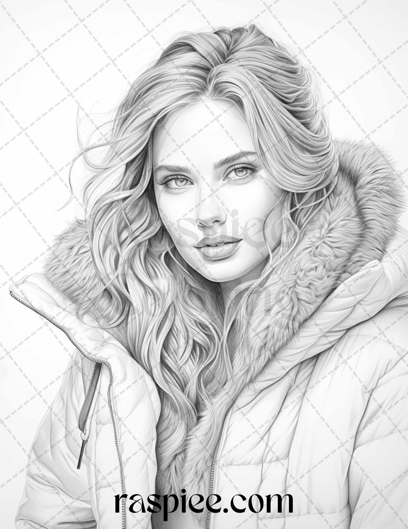 Winter fashion grayscale coloring pages printable for adults pdf f â coloring