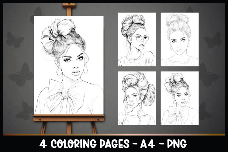 Fashion coloring pages design bundles