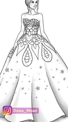 Printable coloring page fashion and clothes colouring sheet model grayscale pdf adult girls relaxing zentangle line art download now