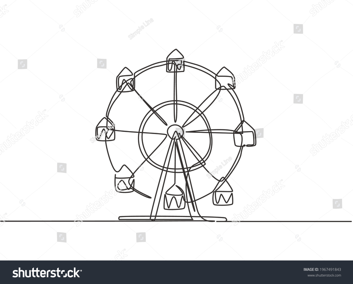 Ferris wheel line drawing stock photos