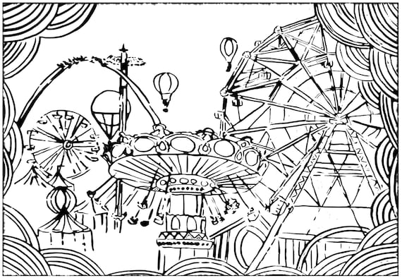 Fairground coloring page for kids