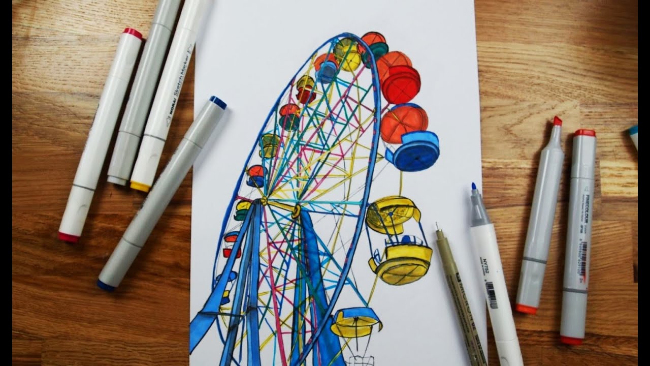 How to draw a ferris wheel