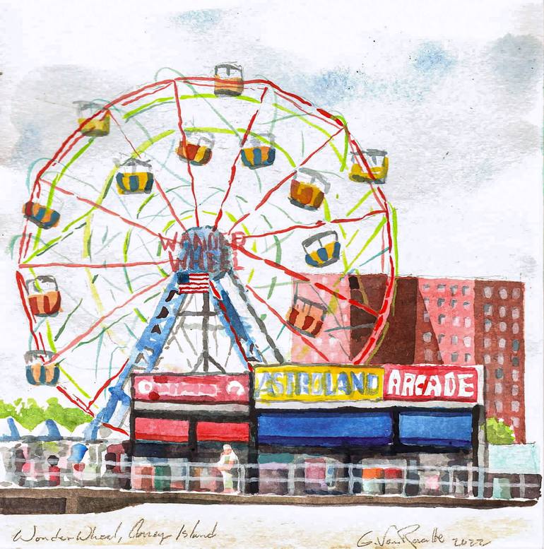 Wonder wheel coney island drawing by gregory van raalte saatchi art