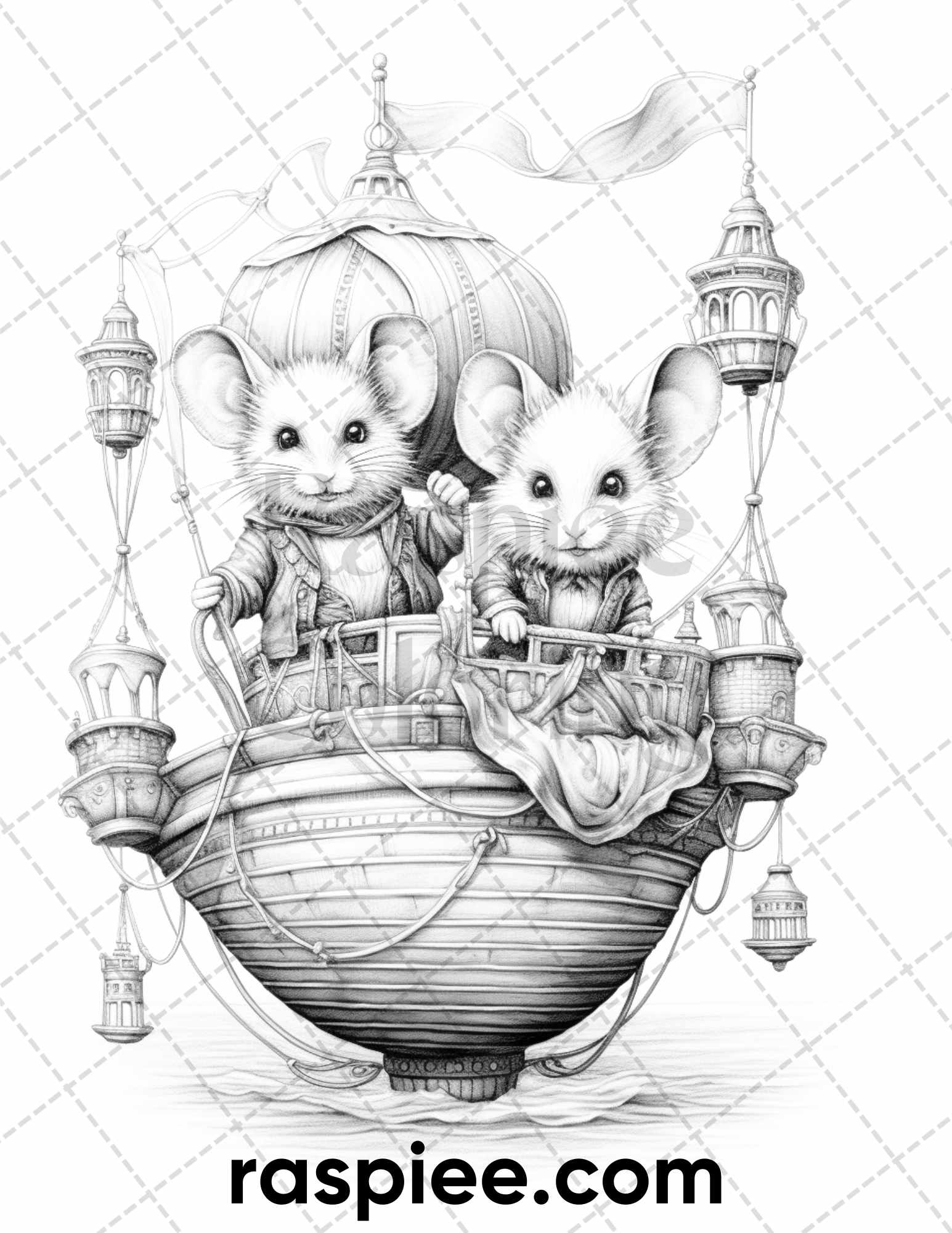 Enchanting fairytale mice grayscale coloring pages printable for ad â coloring