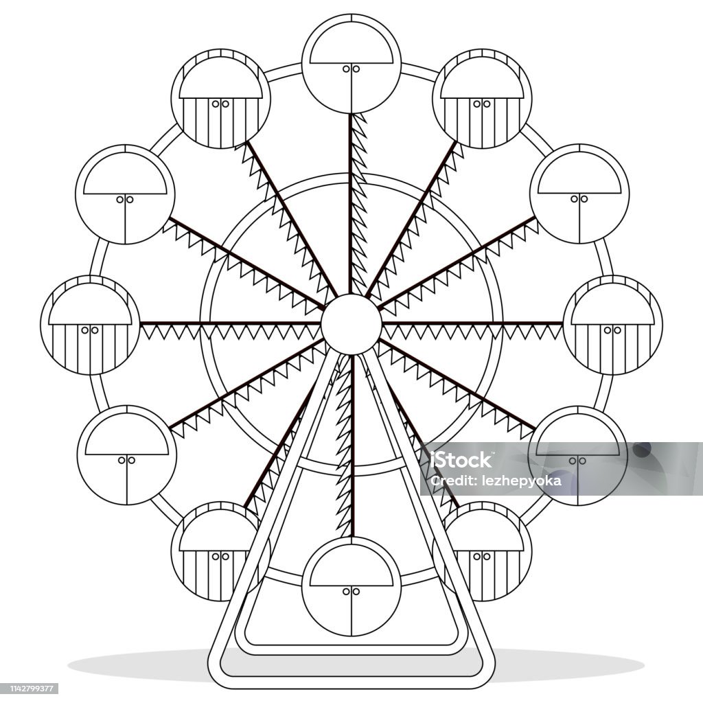 Ferris wheel for coloring book stock illustration