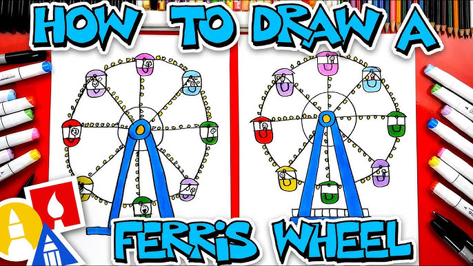 How to draw ferris wheel step by step