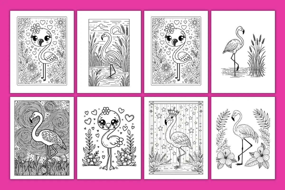 Free flamingo coloring pages for kids