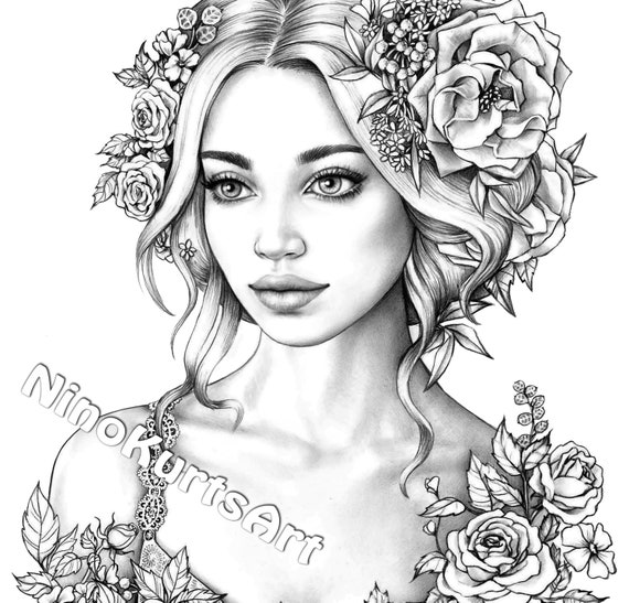 Coloring page printable adult coloring pages download grayscale illustration printable jpg pdf files