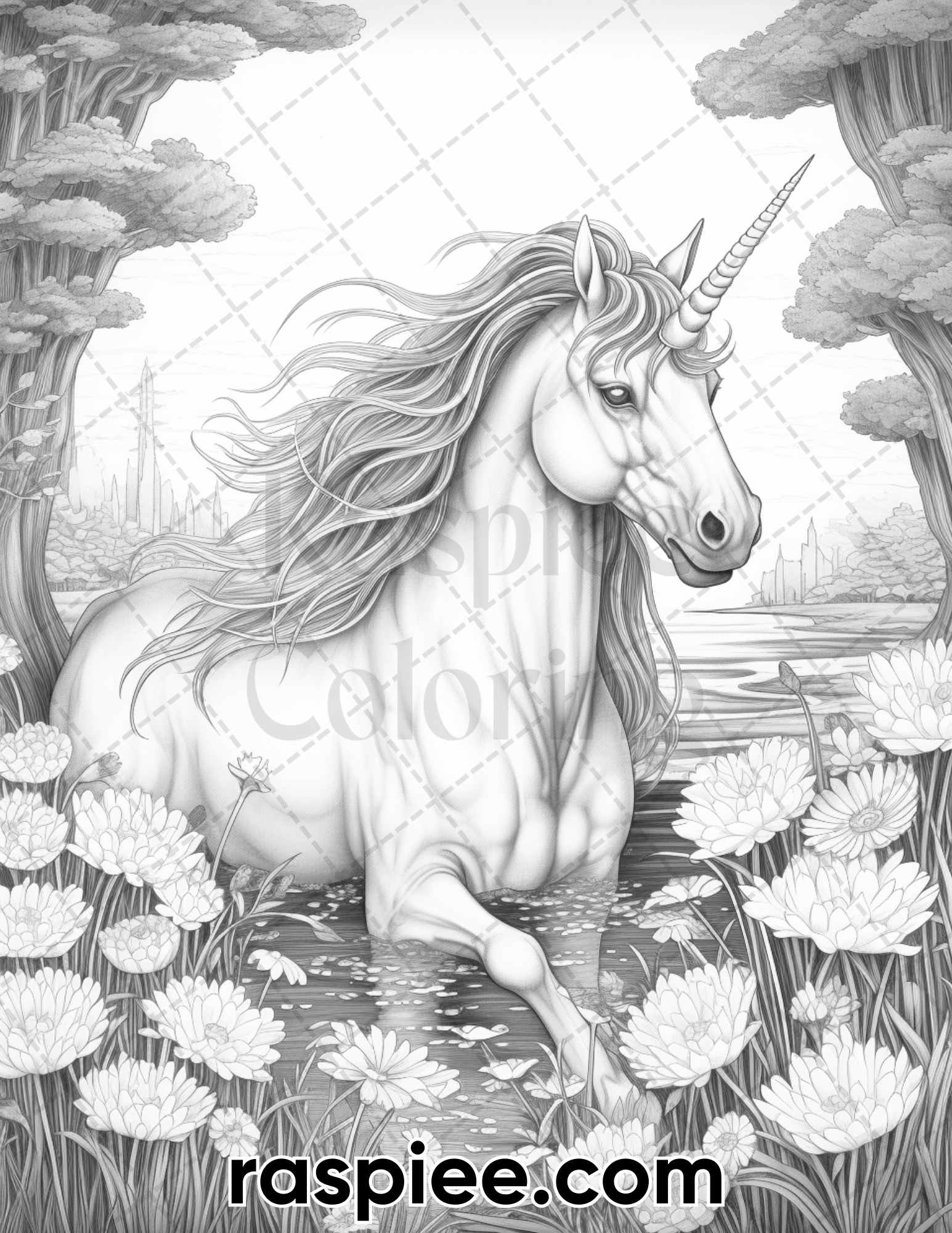 Mystical forest grayscale adult coloring pages printable pdf insta â coloring