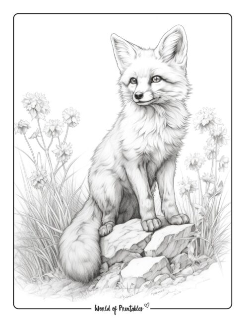 Fox coloring pages for kids adults