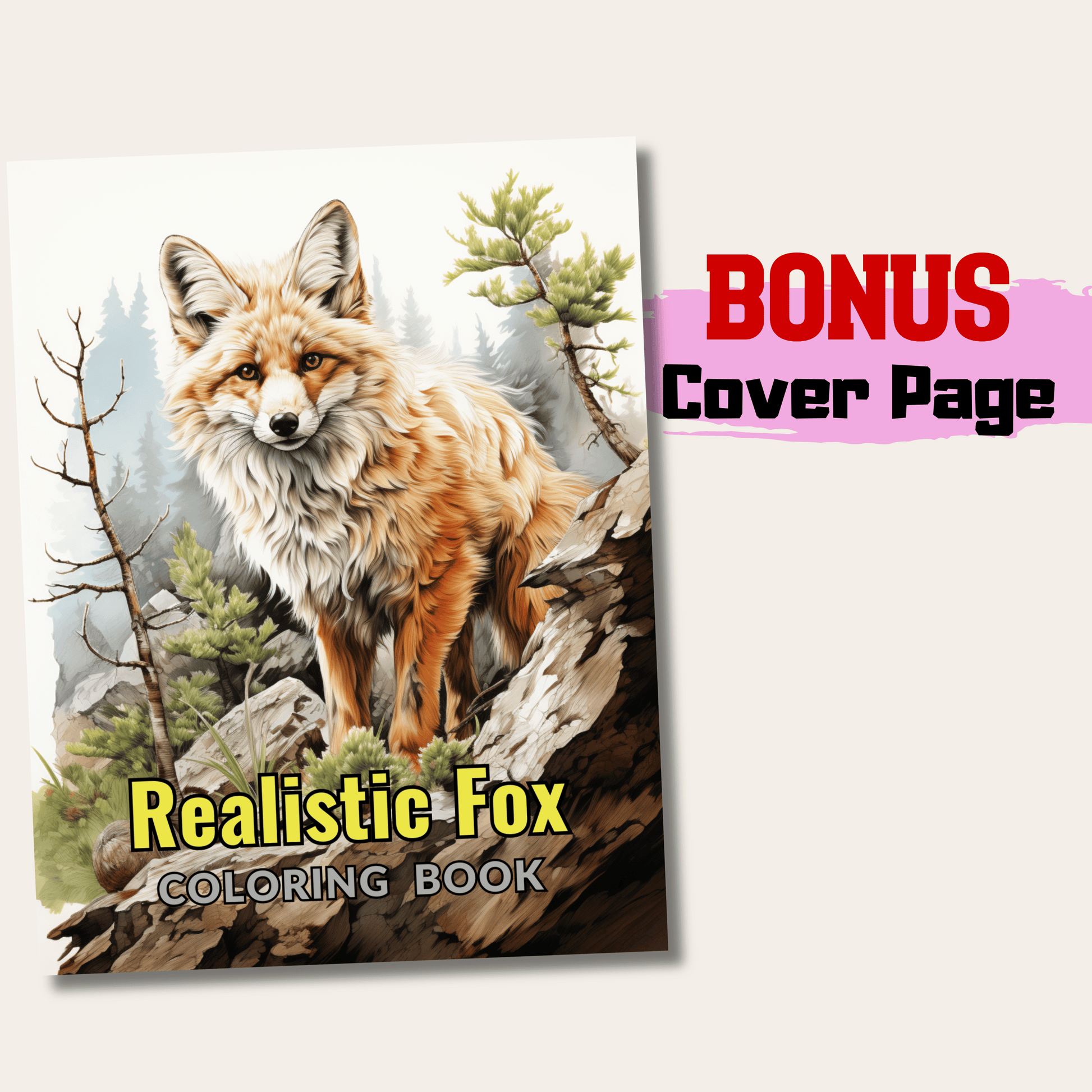 Pages realistic fox grayscale coloring book instant download prin â funny print for you