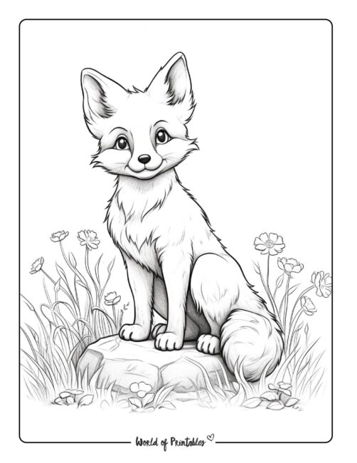 Fox coloring pages for kids adults