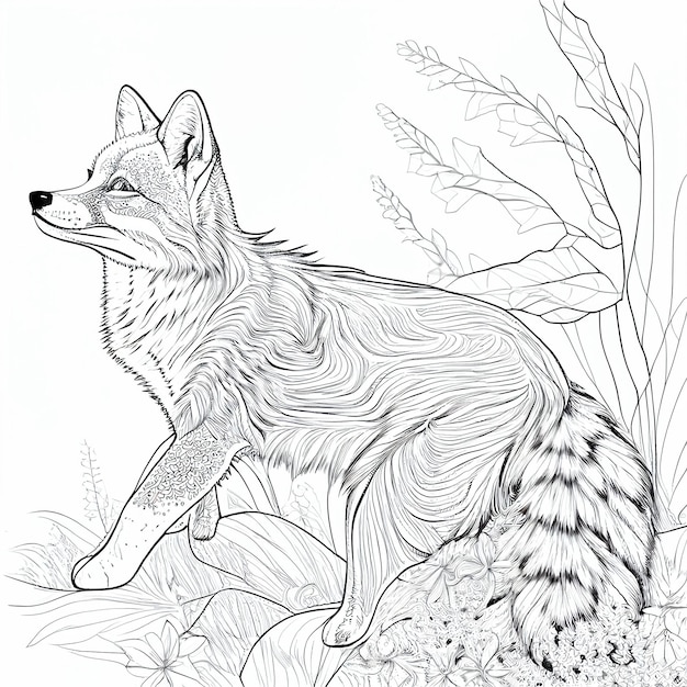 Premium ai image coloring pages of a fox in the wild generative ai