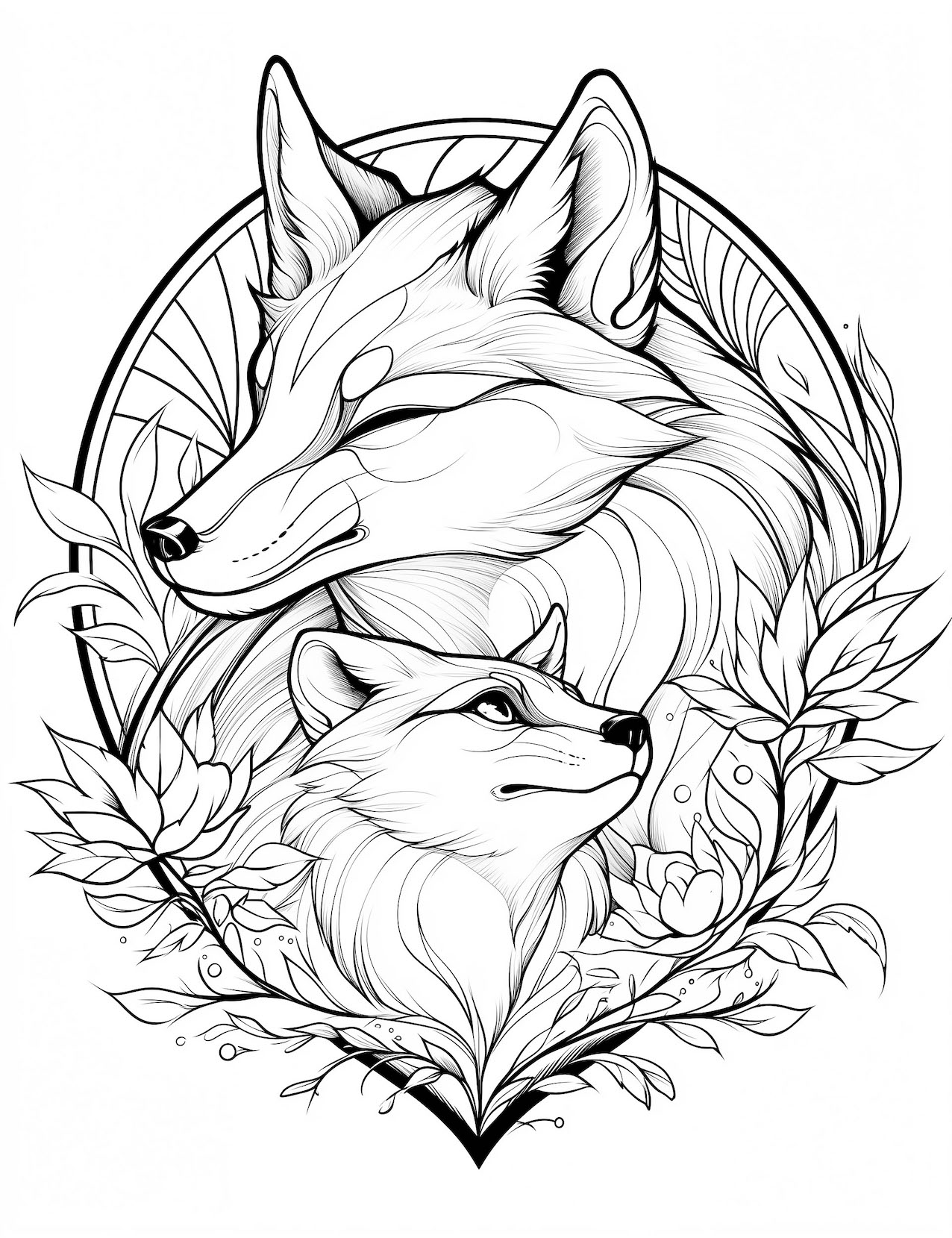 Creative fox coloring pages for kids and adults