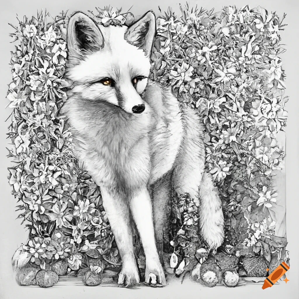 Content fox planting flowers on