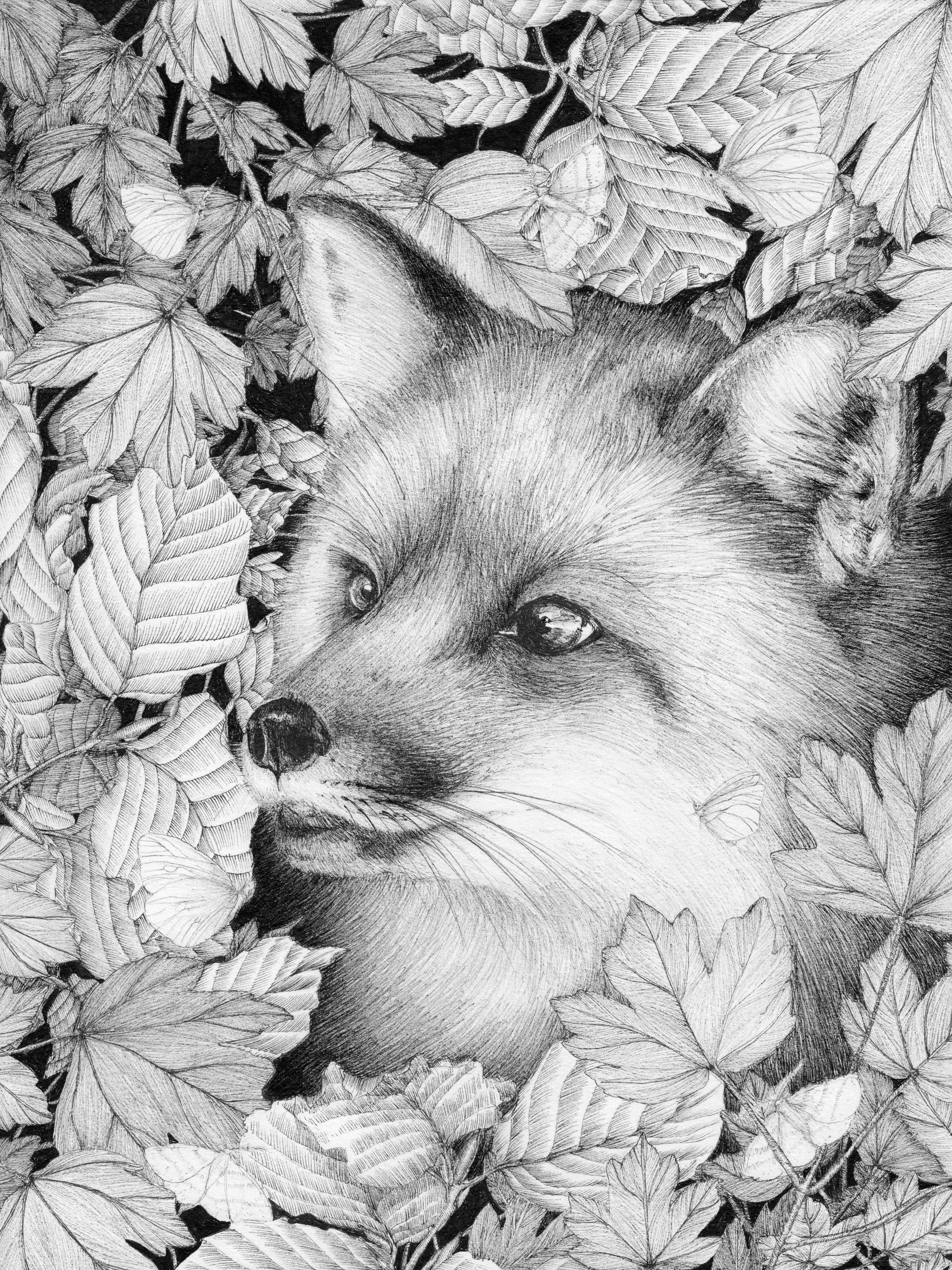 Fox and forest original art â