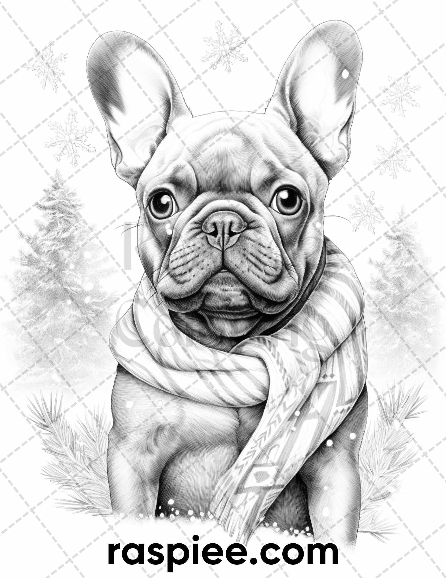 Christmas dogs grayscale coloring pages for adults printable pdf i â coloring