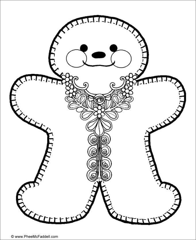 Gingerbread man s colouring pages