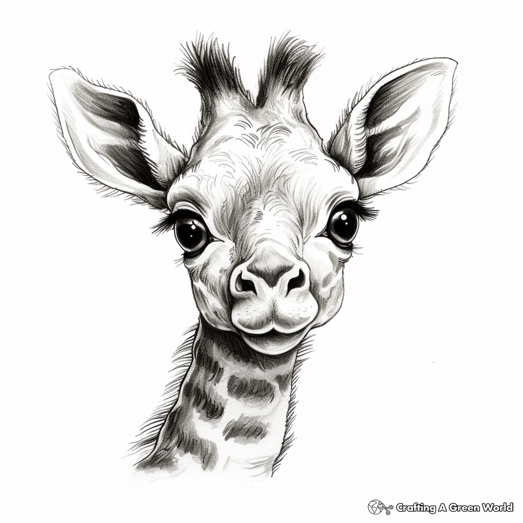 Realistic giraffe coloring pages