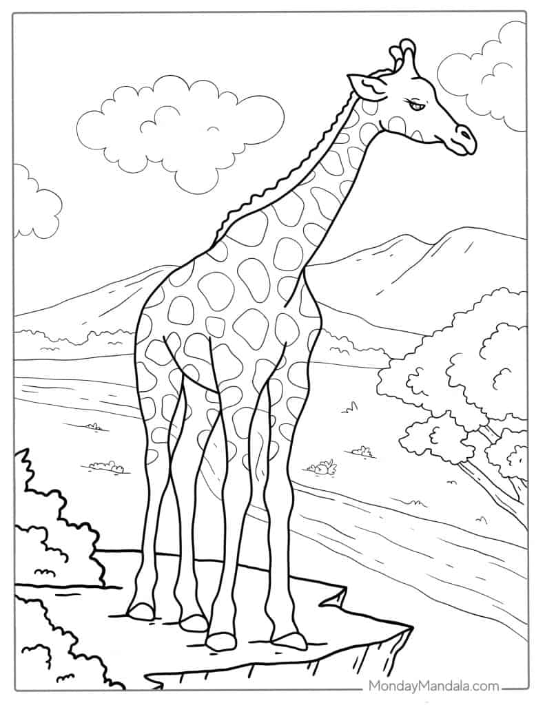 Giraffe coloring pages free pdf printables