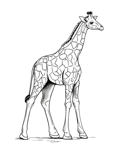 Premium ai image giraffe coloring page