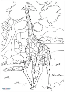 Free printable giraffe coloring pages for kids