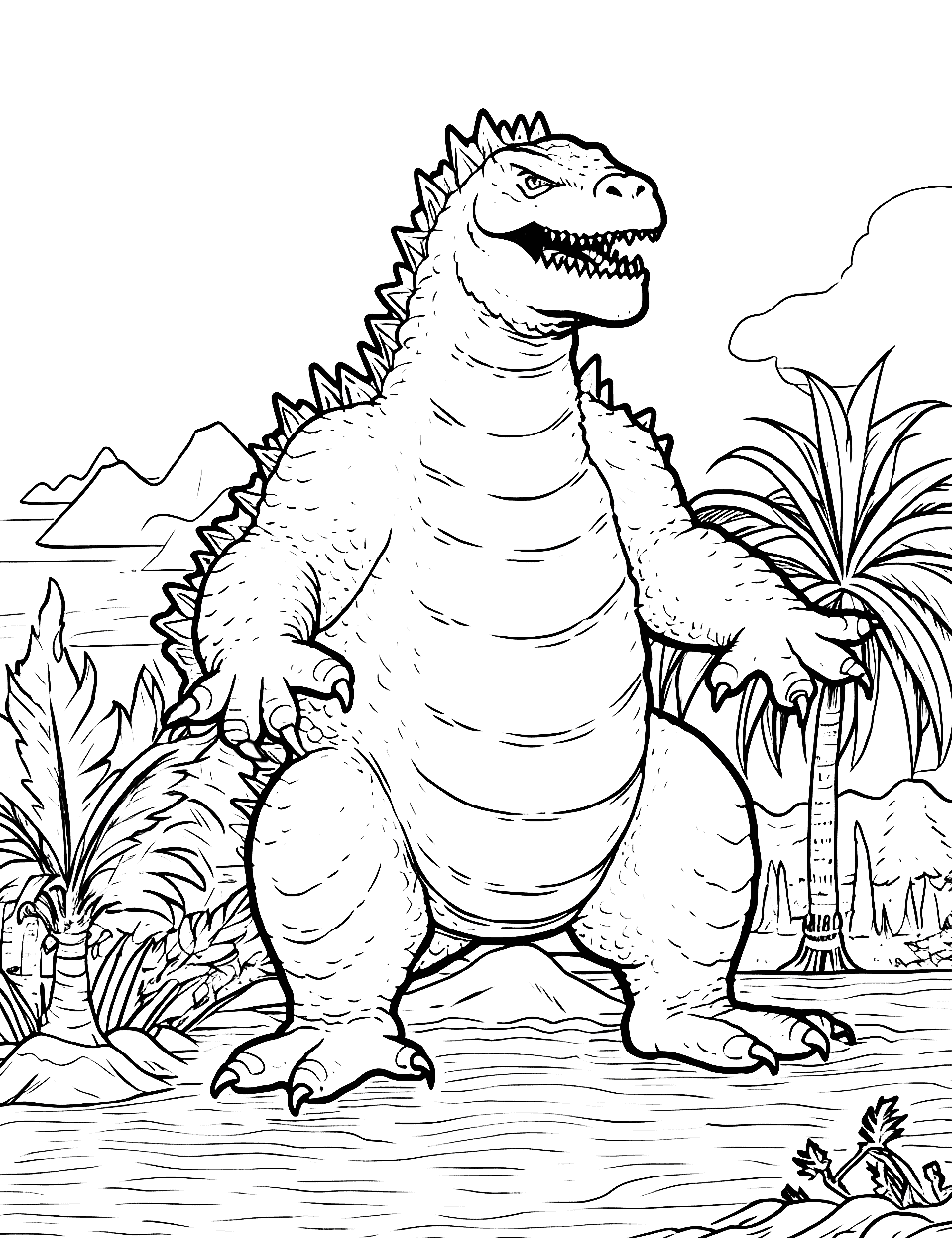 Godzilla coloring pages free printable sheets