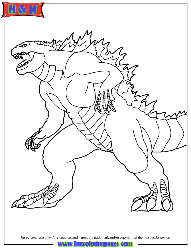 Recreational break godzilla coloring pages and pictures