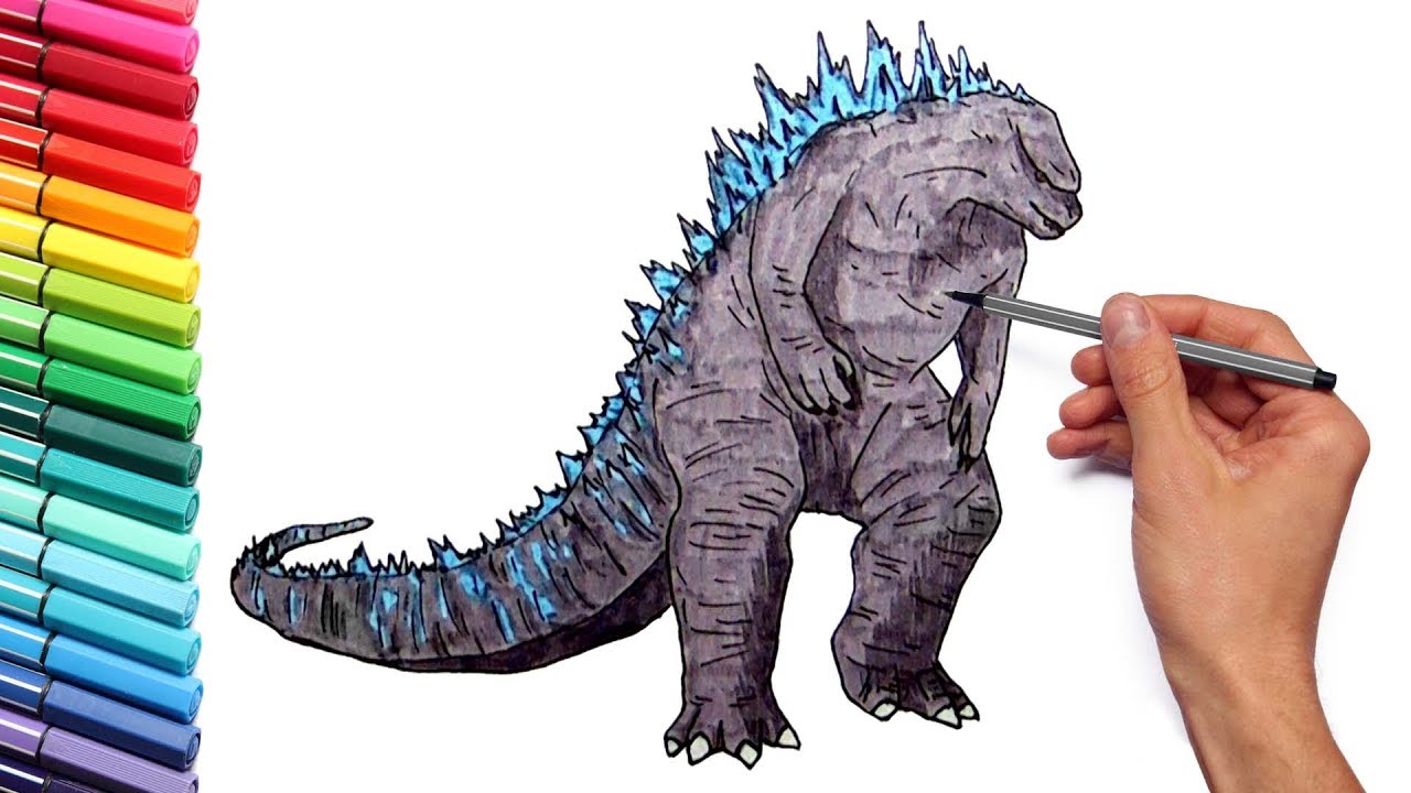 Godzilla coloring pages for kids to learn colors