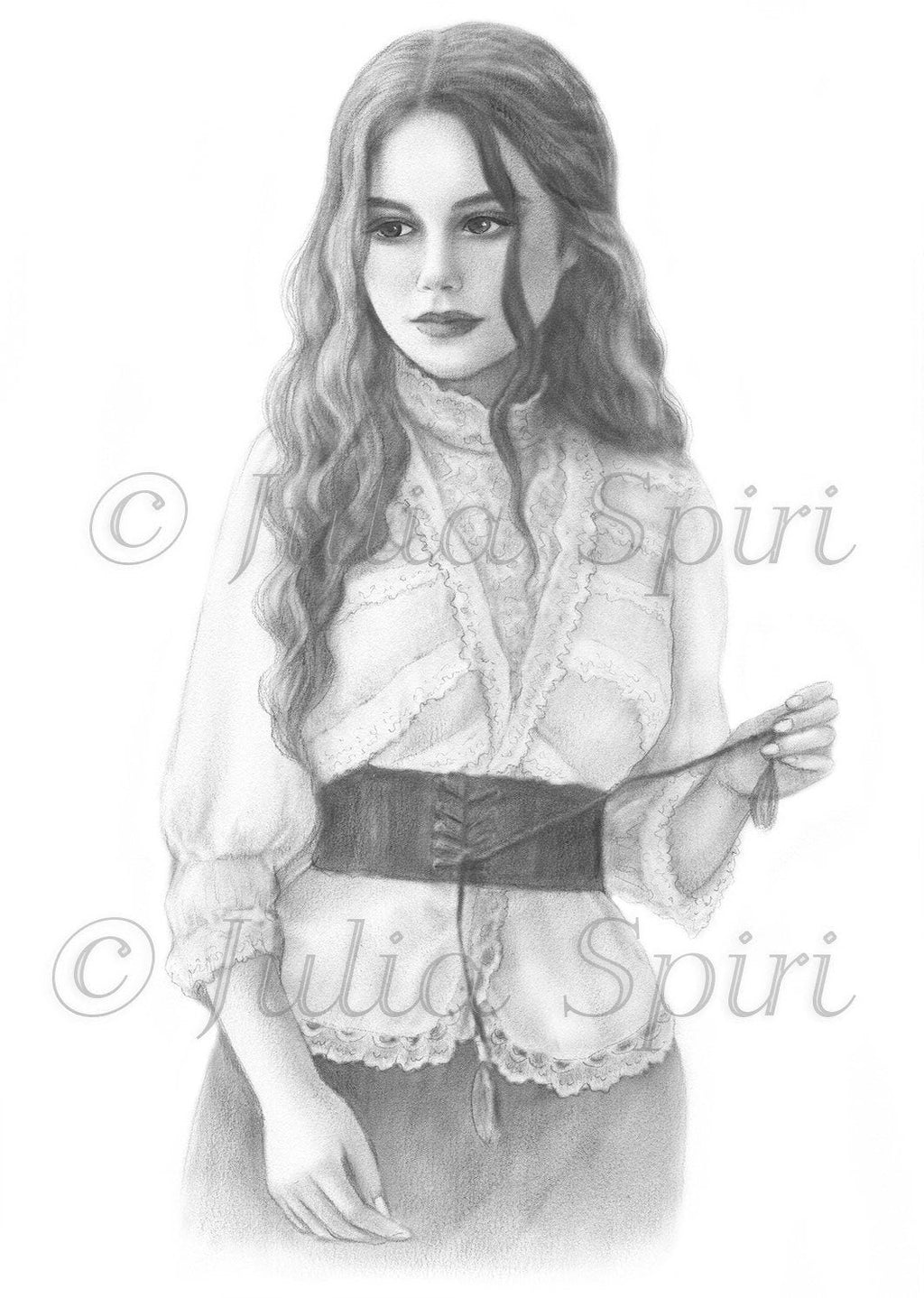 Grayscale coloring page realistic girl portrait annie â the art of julia spiri