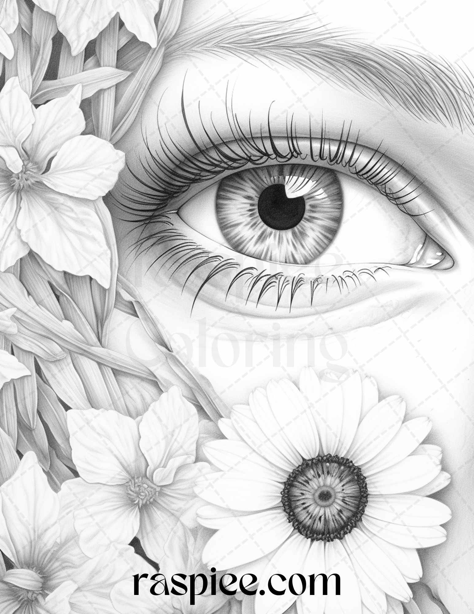 Charming eyes grayscale coloring pages printable for adults pdf fi â coloring