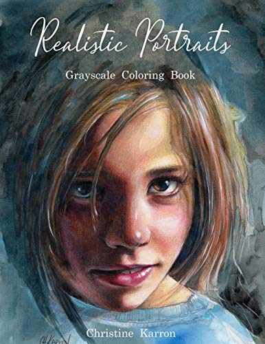 Realistic portraits grayscale coloring book