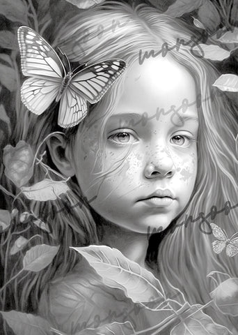 Forest girls grayscale coloring book digital â monsoon publishing usa