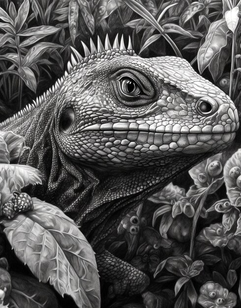 Premium ai image dragon grayscale coloring page